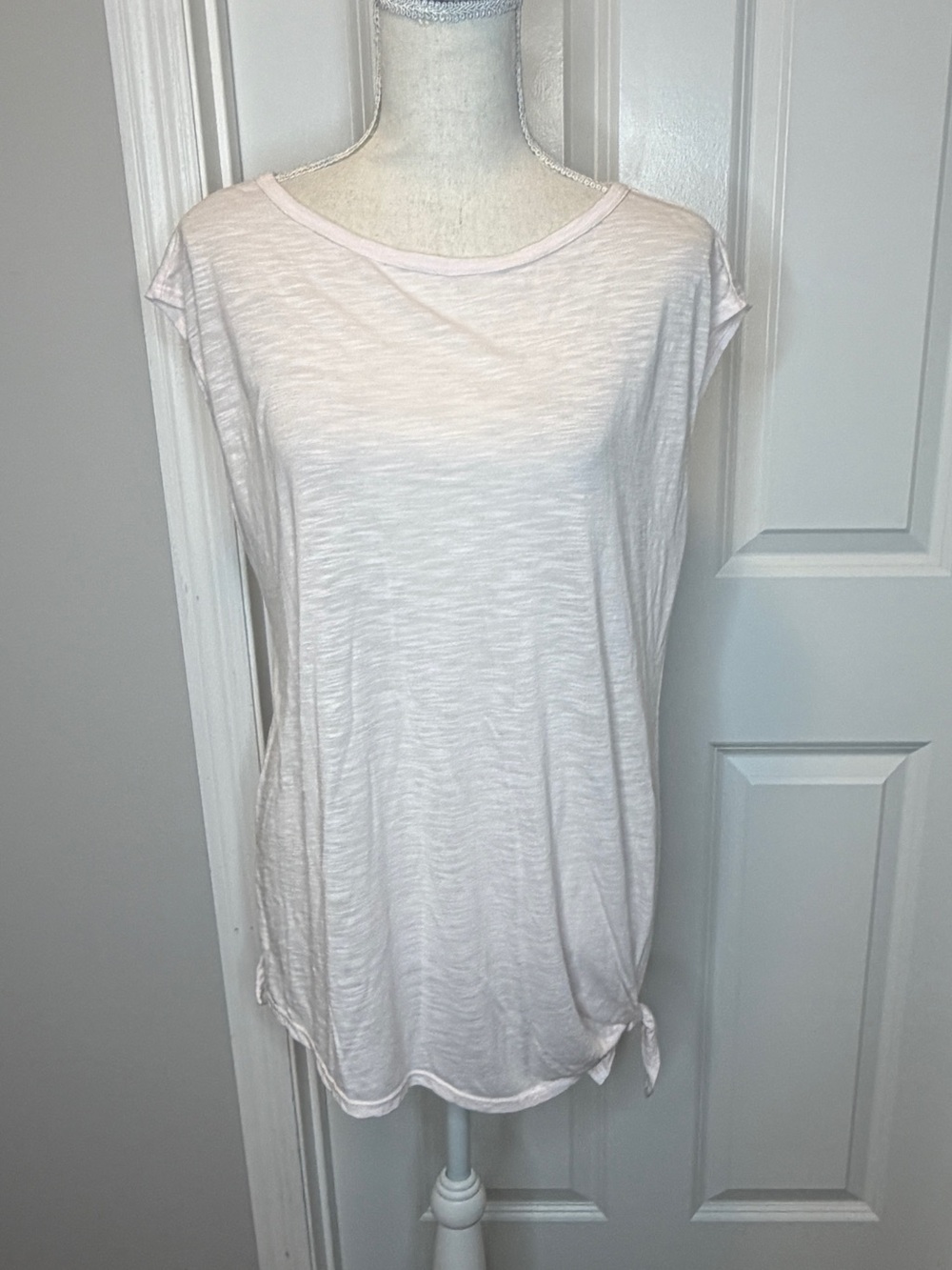 Michael Stars Light Pink Slub Cap Sleeve Tie Waist Tunic Tee Medium Casual